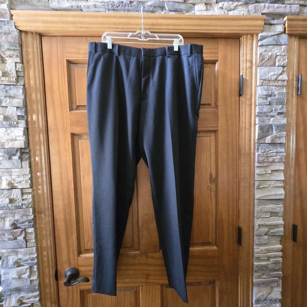 SAVANE Men's Black Flat Front Dress Pants 40 X 32